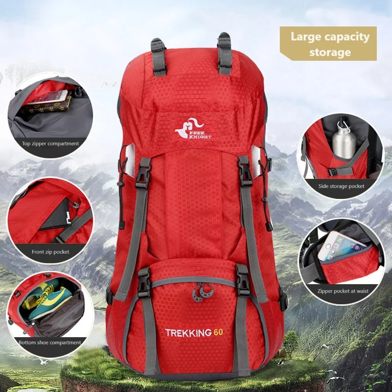 Imagem -02 - Mochila Impermeável ao ar Livre dos Homens 60l Camping Escalada Montanhismo Caminhadas Mochila Esporte Molle