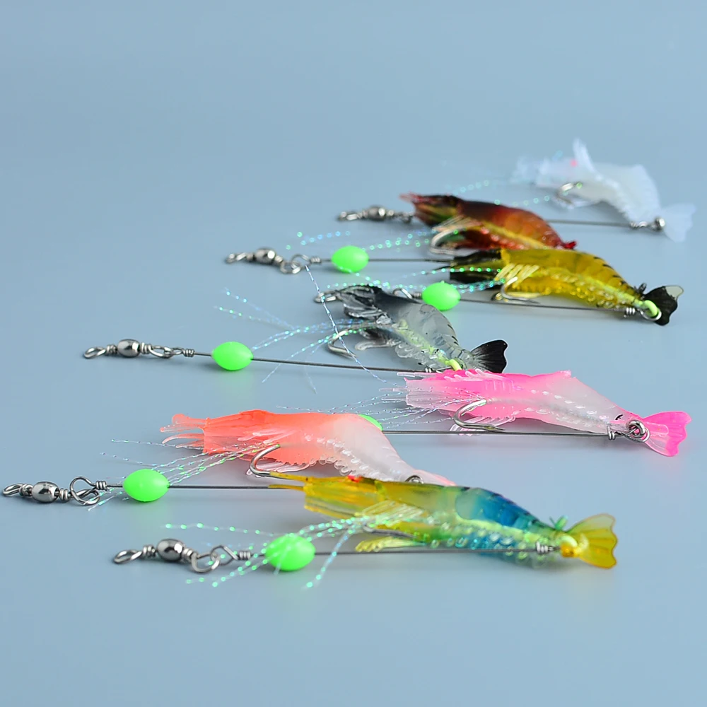 7 Stück/Set Weiche Silikon-Simulationsköder Garnelen-Köder Künstliche Forellenköder mit Fischgeruch Einzelhaken Bass-Tackle Jig – Detail 6