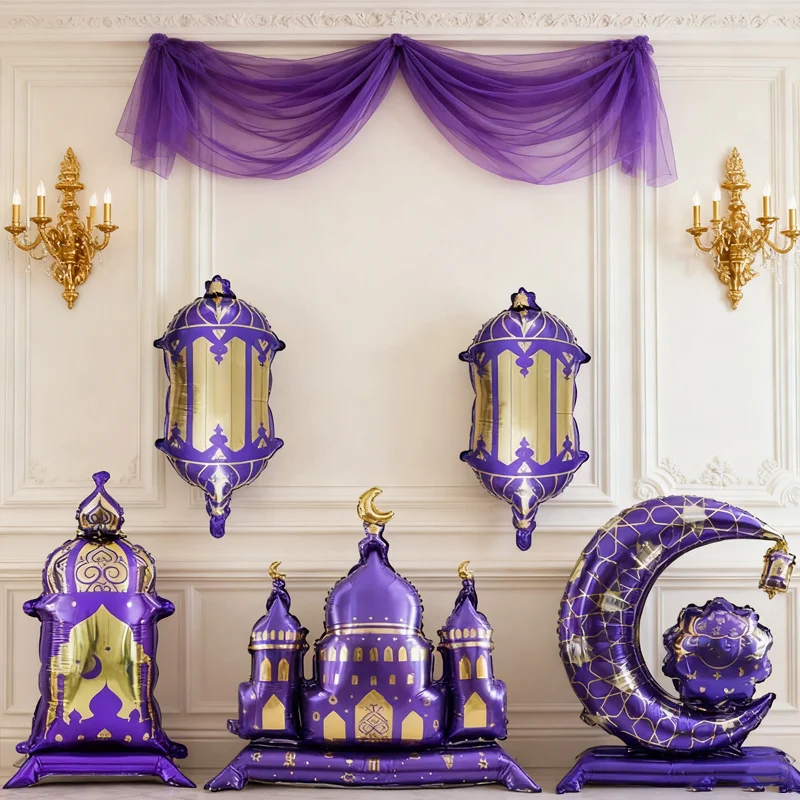 5 Stücke Hajj Mubarak Stern Mond Aluminiumfolie Ballon Set Eid Mubarak Islamischen Muslimischen Festival Pilgerfahrt Party Dekor Ballon