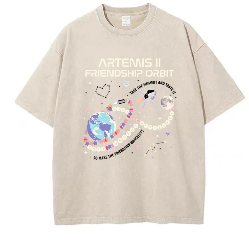 Moon Joy Mission Map Charm T-Shirt Copy Moon Joy Artemis 2 TShirt Space Fan Graphic Tee Washed Vintage Short Sleeve