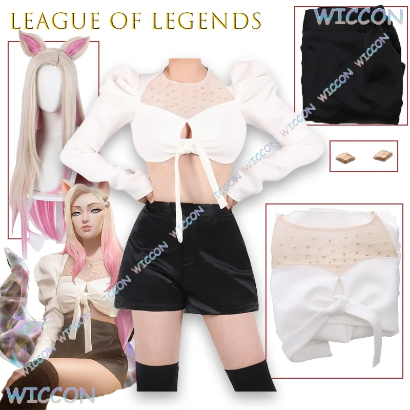 

League of Legends LOL KDA Ahri Cosplay Costume FoxGirl Outfit Tail And Ears Anime Game Character Korean Style Stage Performance