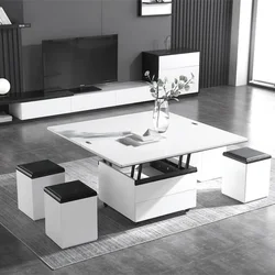 Multifunction folding height adjustable coffee table in the living room