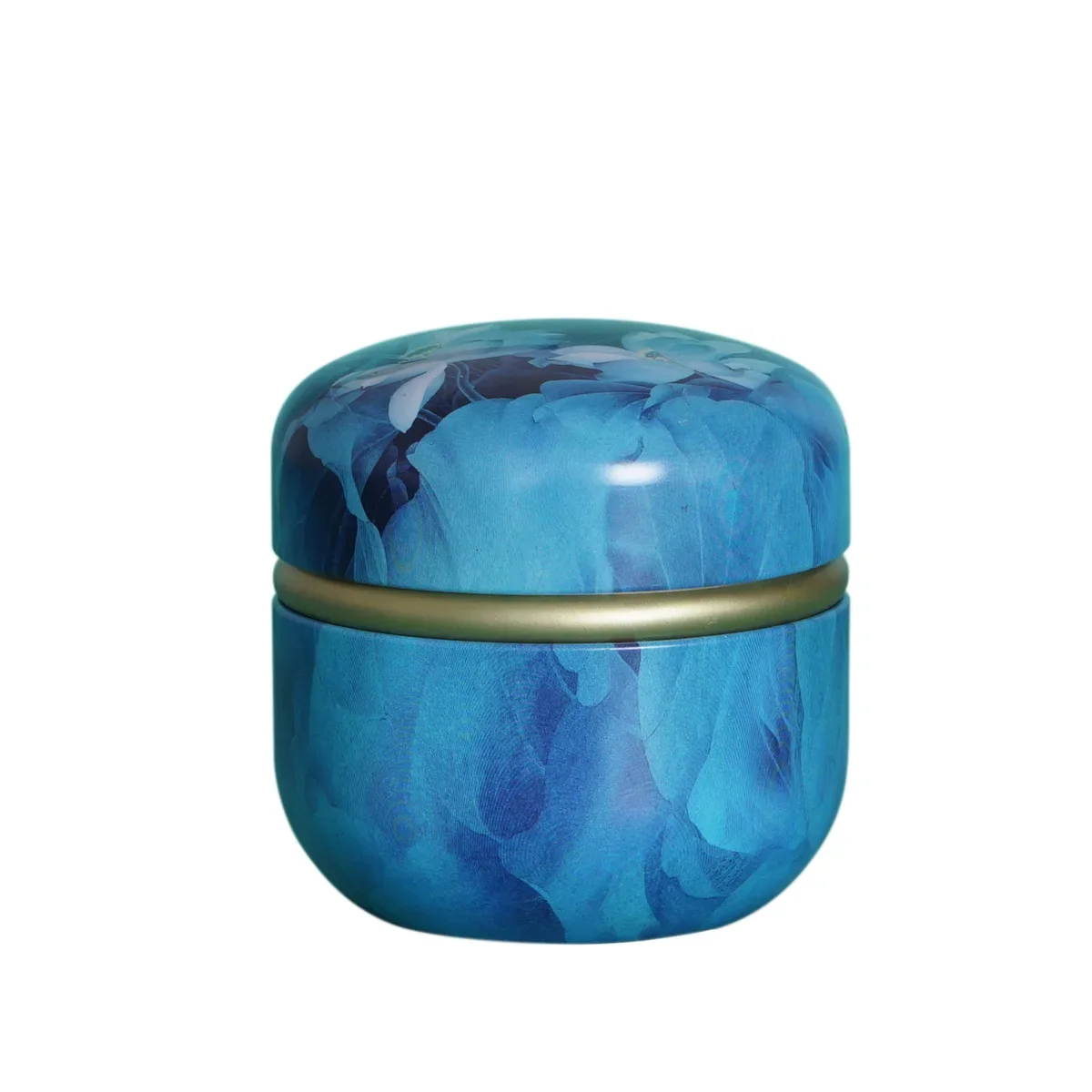 Portable Universal Tea Storage Sealed Box, Circular Retro Pattern Printed Metal Jars, Double Sealed Tea Coffee Container, 50g