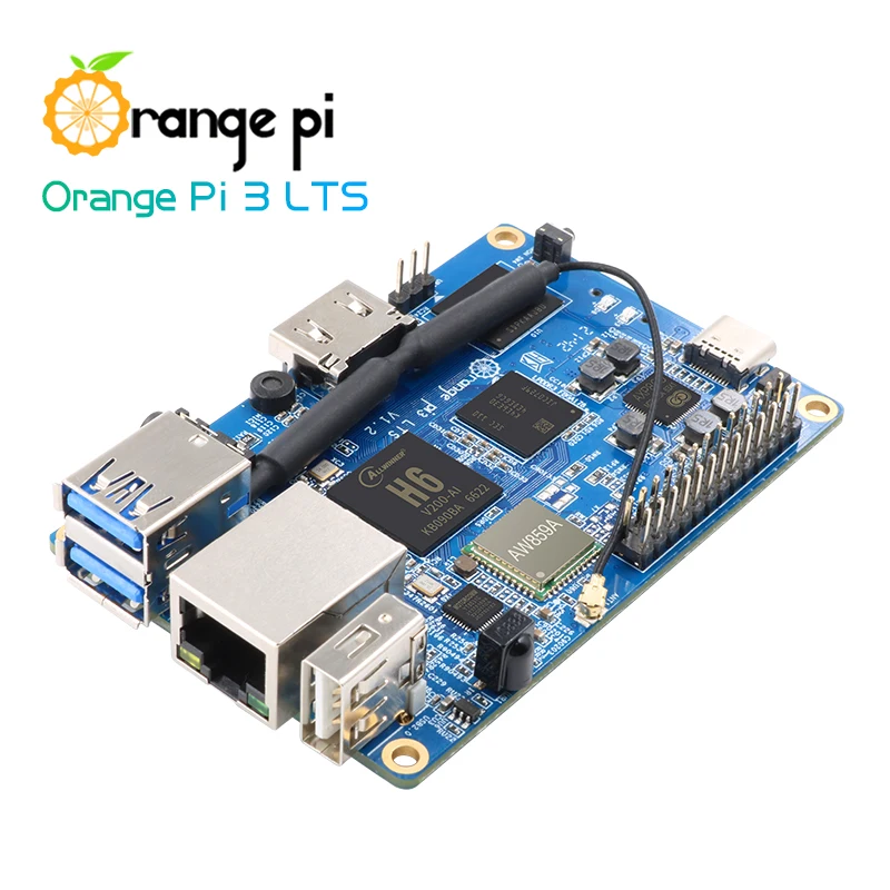 Laranja pi 3 lts 2g8g emmc com hdmi + wifi + bt5.0, allwinner h6 soc, computador de placa de código aberto, executar android 9.0/ubuntu/debian os