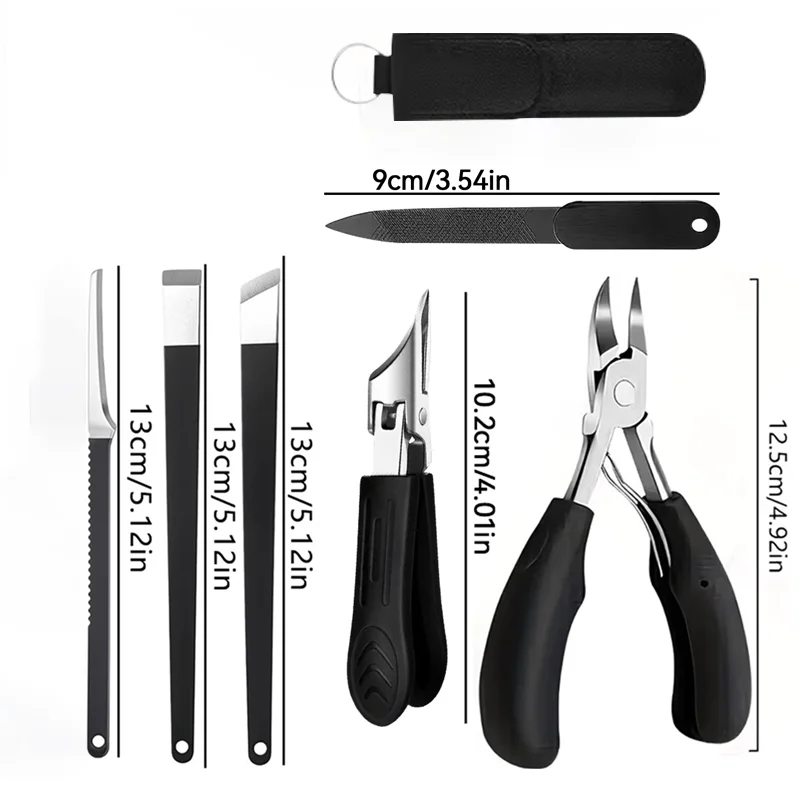 12pcs Professional Stainless Steel Nail Care Set: Heavy-Duty Nail And Pedicure Tool Kit - for Thick Nails And Ingrown Nails
