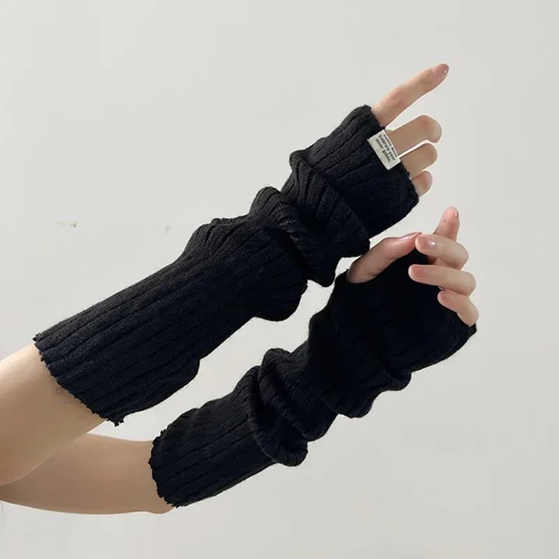 2024 New Spring Y2K Sweet Knitted Arm Warmers Long Sleeve Fingerless Gloves Harajuku Girls Punk Gothic Accessories Mittens