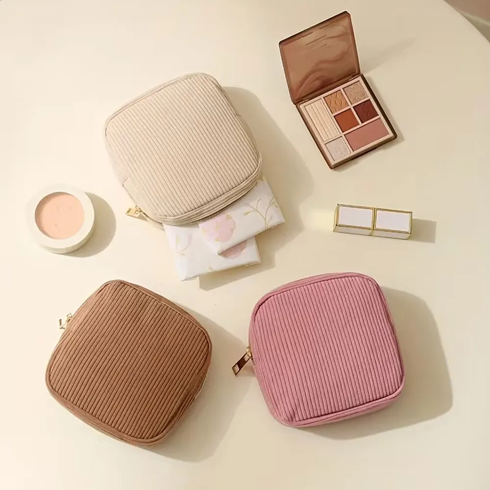 Velvet Makeup Bag, Large Capacity Lipstick Bag, Sanitary Napkin Bag, Cosmetics Storage Bag, Sanitary Napkin Storage Bag, Portable Travel Toiletry Bag, Miscellaneous Organizer Bag