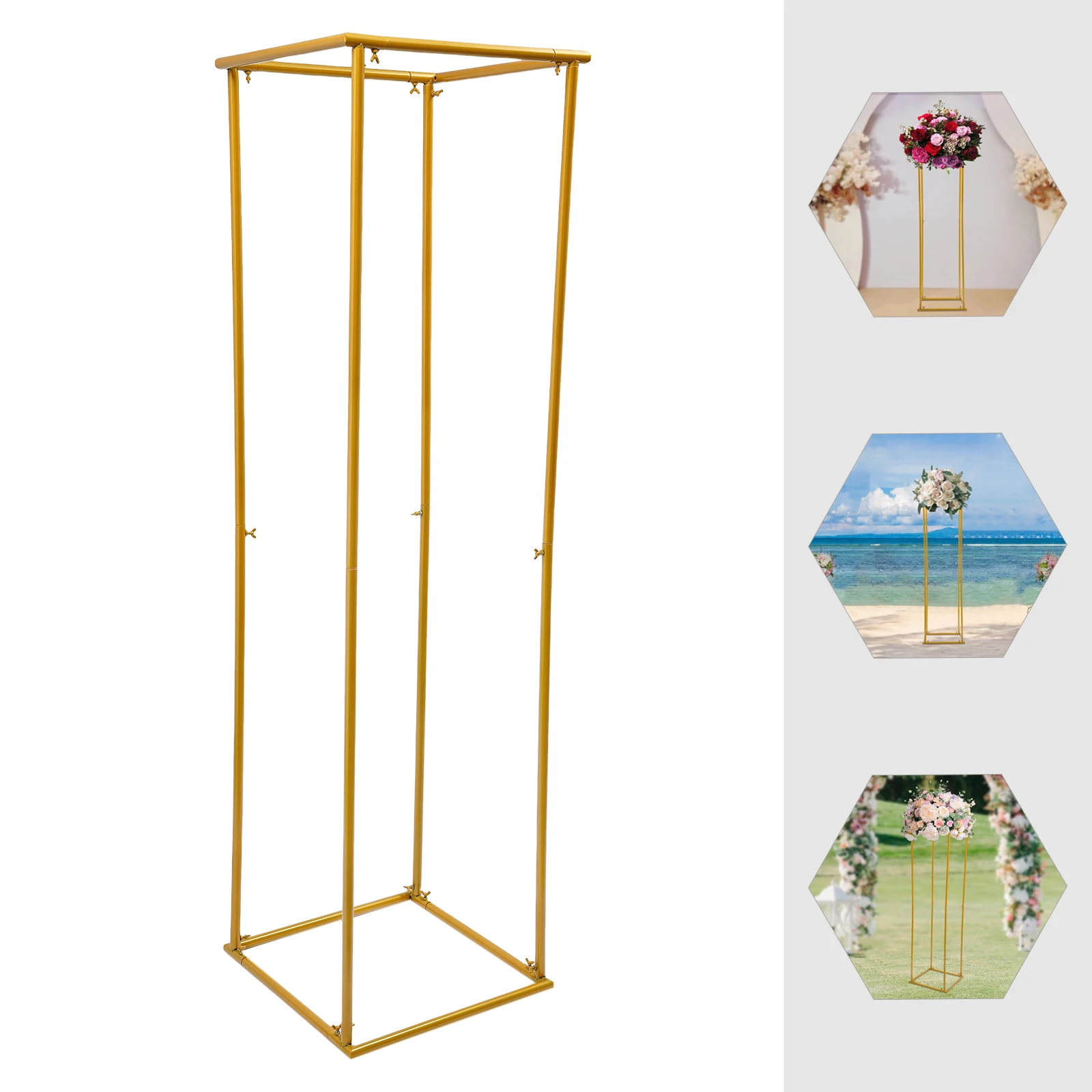 

Bymaocar 70.86 in Flower Stand Metal Column Frame Vase Stand Rectangle Display Stand Removable Flower Rack for Event Party Decor