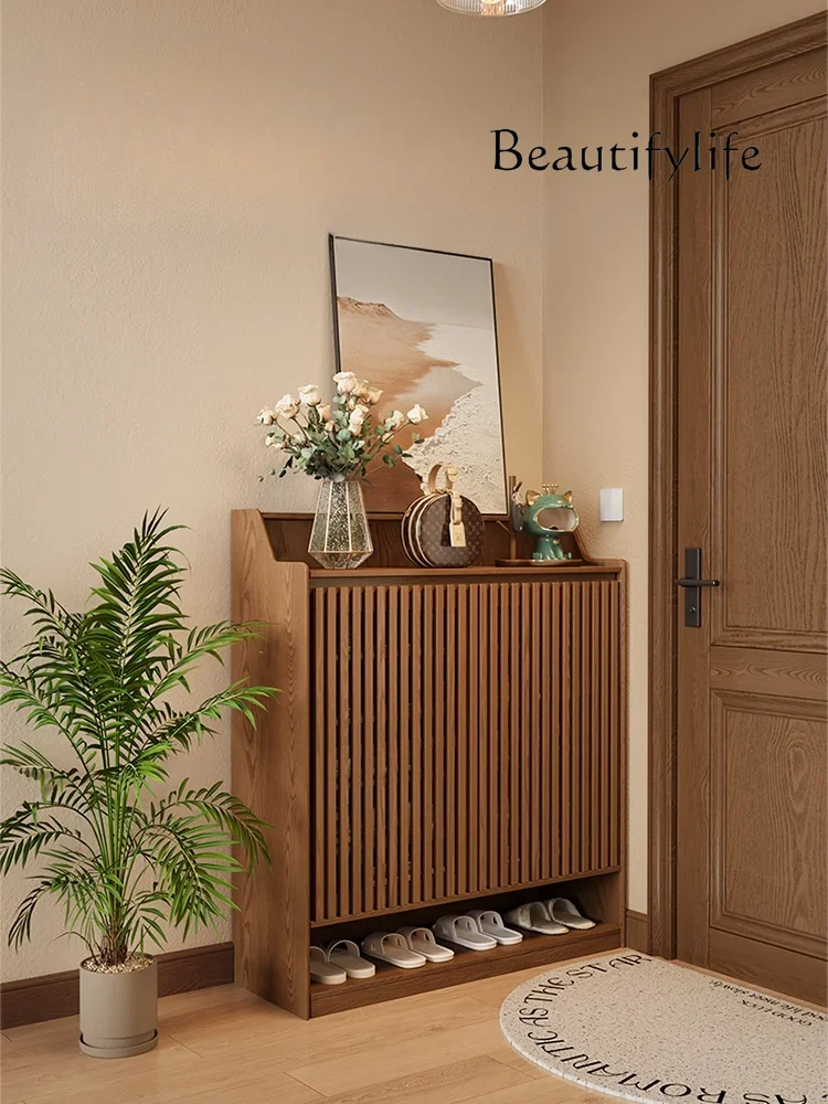 

Chinese solid wood shoe cabinet entry modern simple household entrance cabinet small apartment door shoe cabinet