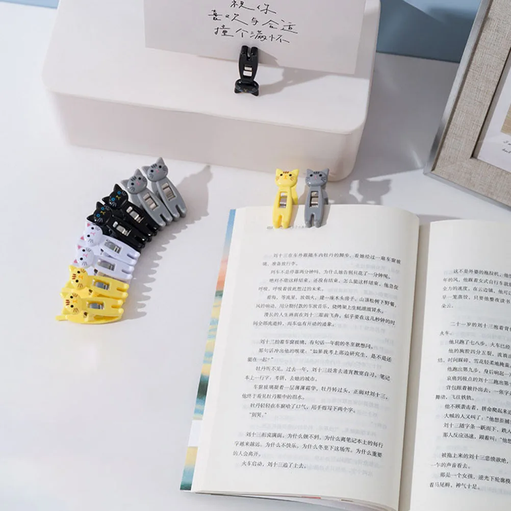 

12Pcs Cat Memo Clips Creative Cute Plastic Multi-Functional Photo Note Clothes Clips Storage Use Cat Memo Clip