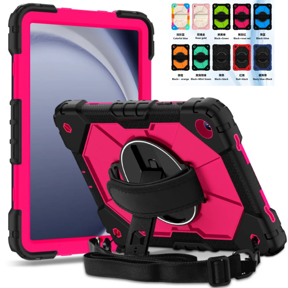 حافظة لهاتف سامسونج جالاكسي تاب A11 بلس 11 بوصة SM-X230 SM-X236 2025 A11+ 11 بوصة غطاء لوحي عالي التحمل بمسند وأشرطة مدمج