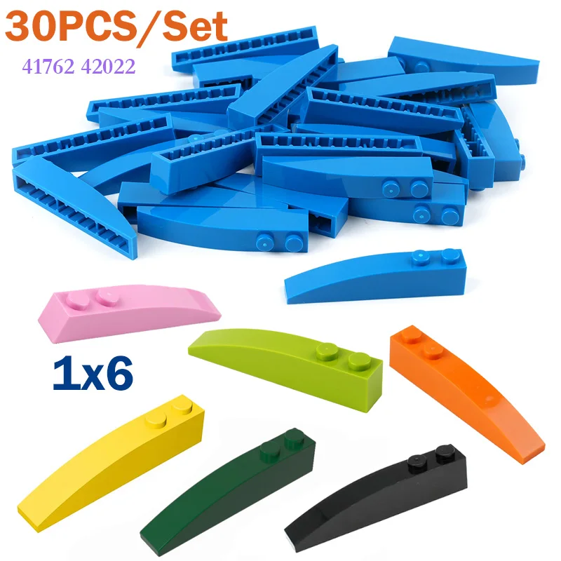 

30 шт. 42022/41762 технология строительных блоков детали 1x6 изогнутая скошенная рампа с 2 шпильками в сборе MOC кирпичи DIY игрушки аксессуар