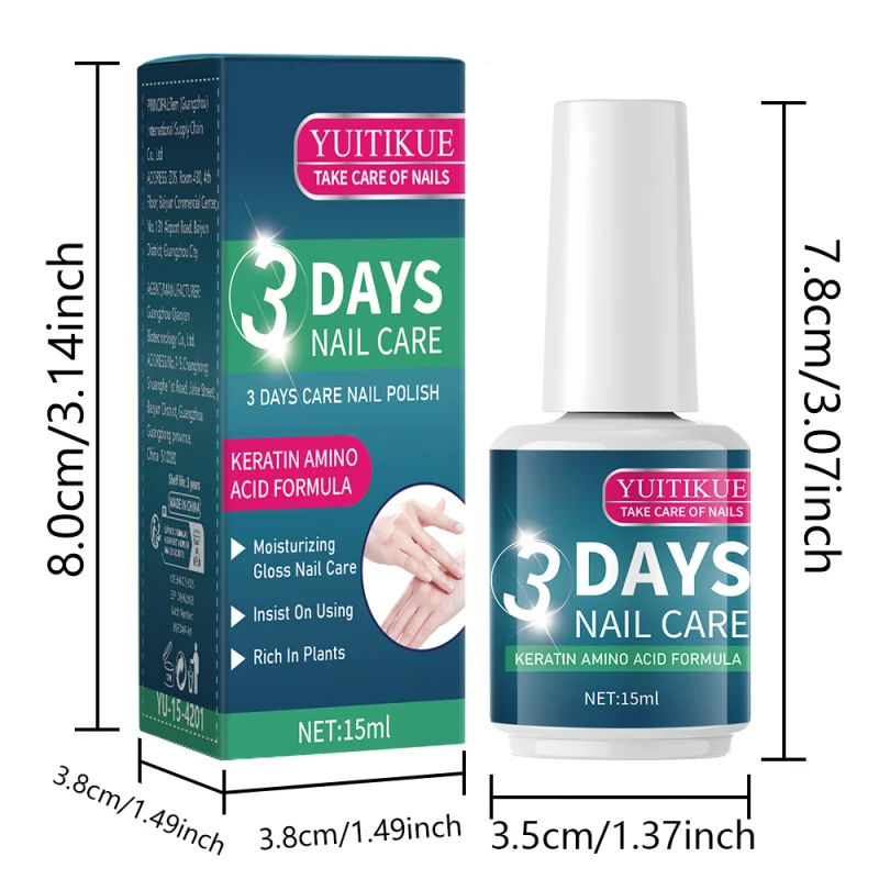 3-dagen nagelverzorgingsbehandelingspak - Keratine- en aminozuurformule Hydraterende verhelderende nagellak |   Nagelverzorging op plantaardige basis