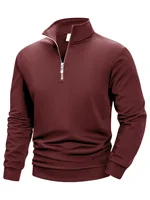 Autumn Men's Sweatwear Quarter Zip Up Sweatshirts Base Sweater Long Pullover Men's Outdoor Mock Neck Tops Streetwear 6