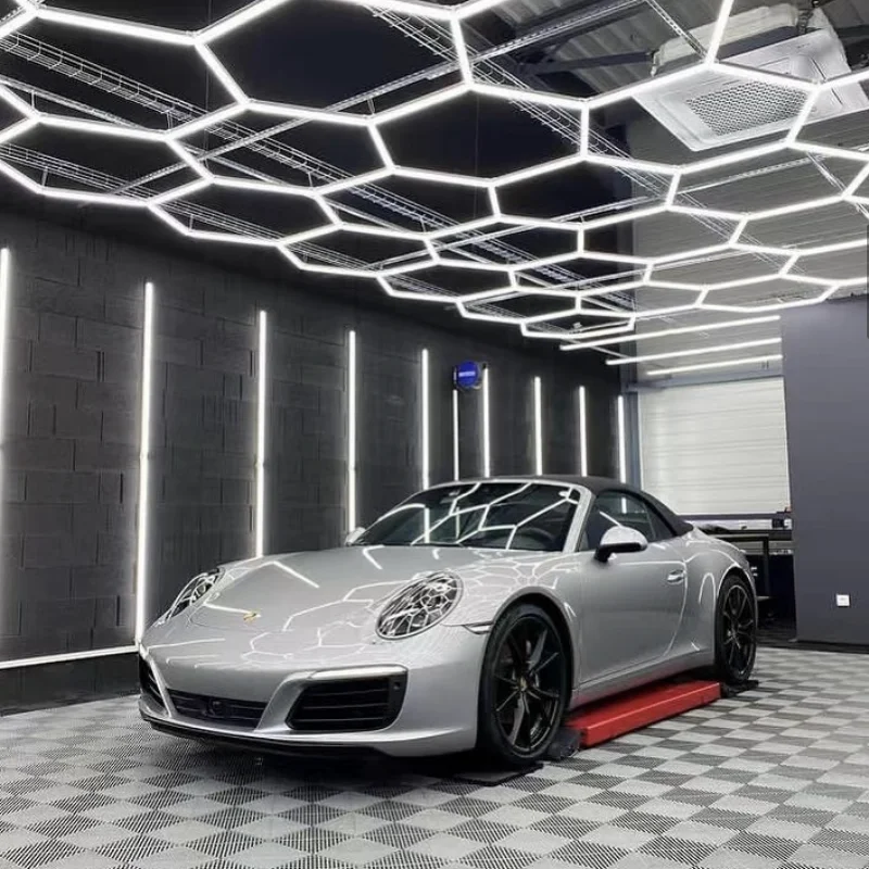 Sechseck LED-Leuchten Auto Detail lierung Waben Design Produkte Licht leiste für Wasch station Garage Decke