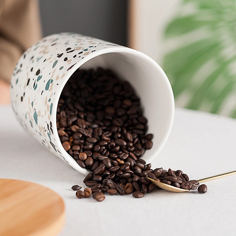 

Food Storage Tank Seal Jar Container with Lid Airtight Coffee Bean Ceramics Wooden Jars Lids