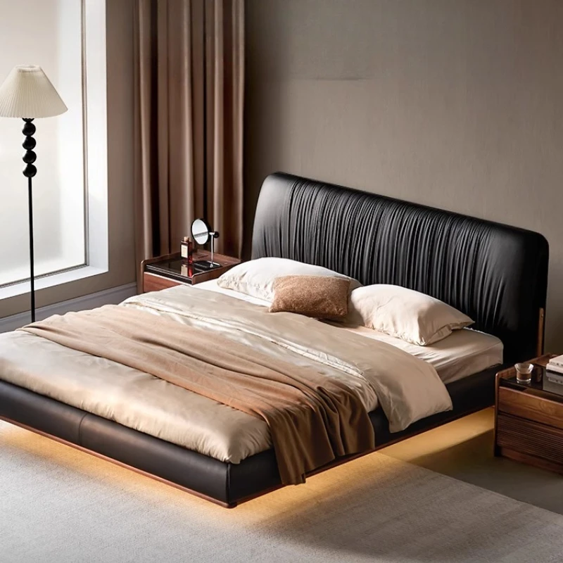 Double Floating Bed Bedroom Platform Girls Design Space Saving Bed Capsule Leather Letto Matrimoniale Lounge Suite Furniture