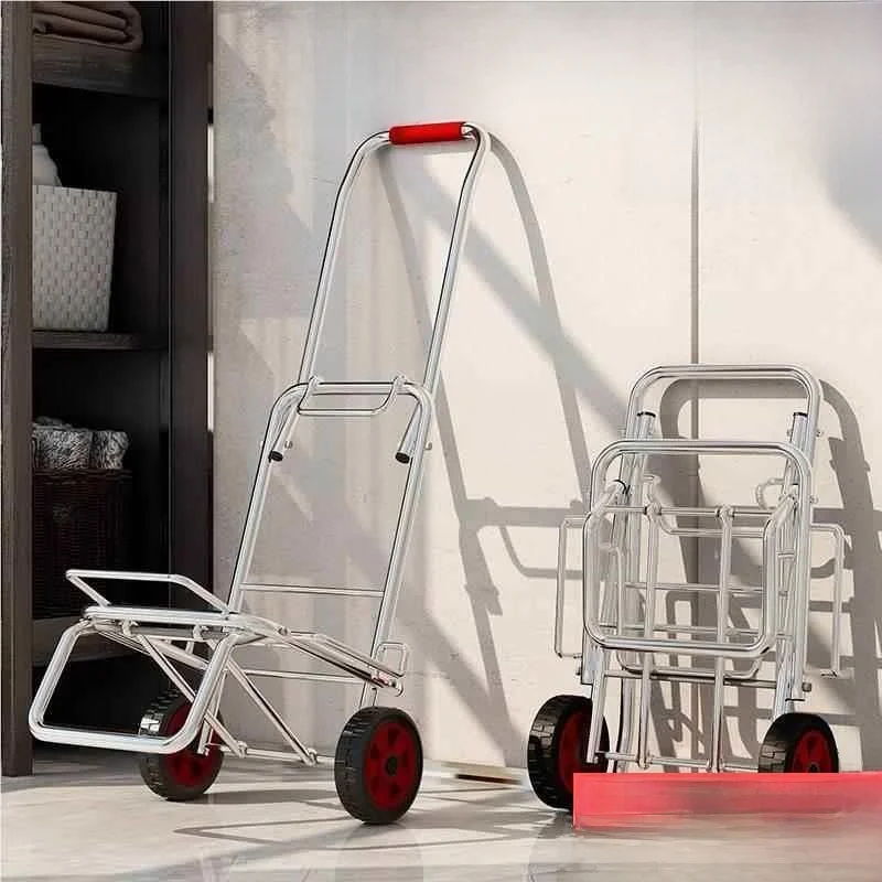 

Lightweight Foldable Hand-Pulled Cart with Wheels for Clothing Stores Lage Moving Household Portable op Cart
