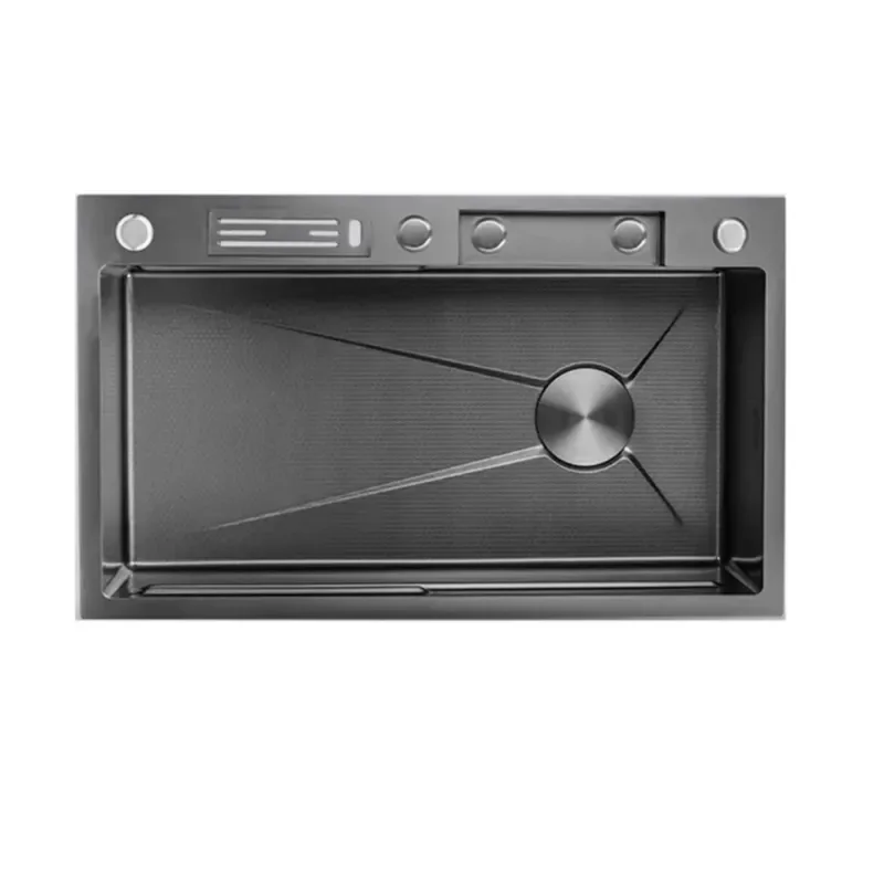 Large Single Bowl Kitchen Sink 304 Stainless Steel Honeycomb Design Dishwasher Safe Vegetable Washing Basin Flying Rain
