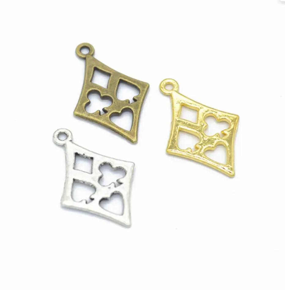 70pcs Charms Playing Cards Poker Train Seqence 27x17mm Bronze Silver Color Pendants Making DIY Handmade Jewelry F0288