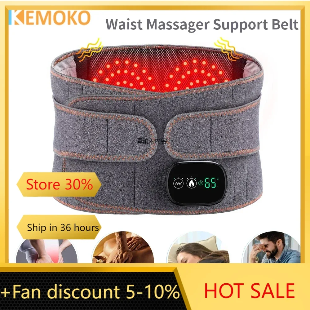 3 Modes Electric Heating Waist Massage Belt Hot Compress Vibration Lumbar Brace Massager Back Support Massage Belt Relax Lumbar