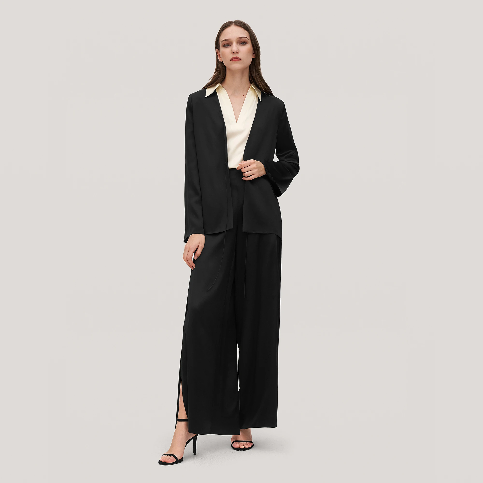 LILYSILK-Blazer de seda para mulheres, manga queimada, casaco com renda com almofadas de ombro, Office Essentials, novo, frete grátis, 22 Momme