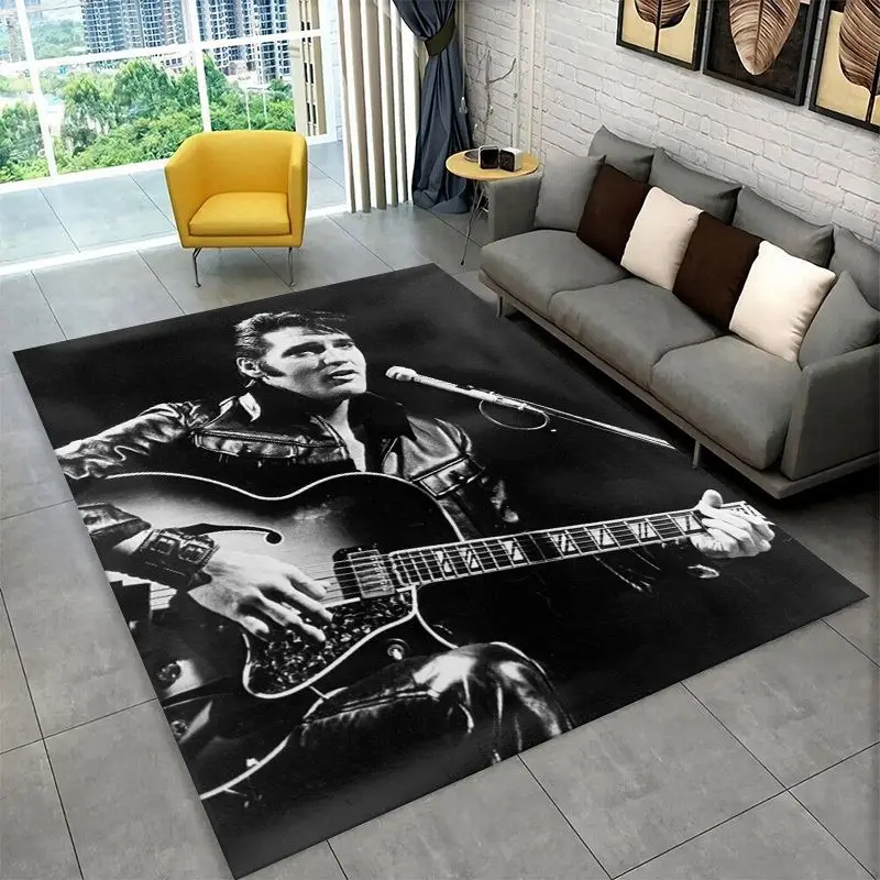 Retro The King E-Elvis Presley Non-Slip Area Rug for Living Room,Bedroom,Playroom,Soft Carpet Floor Mat Home Decor Rug  Room