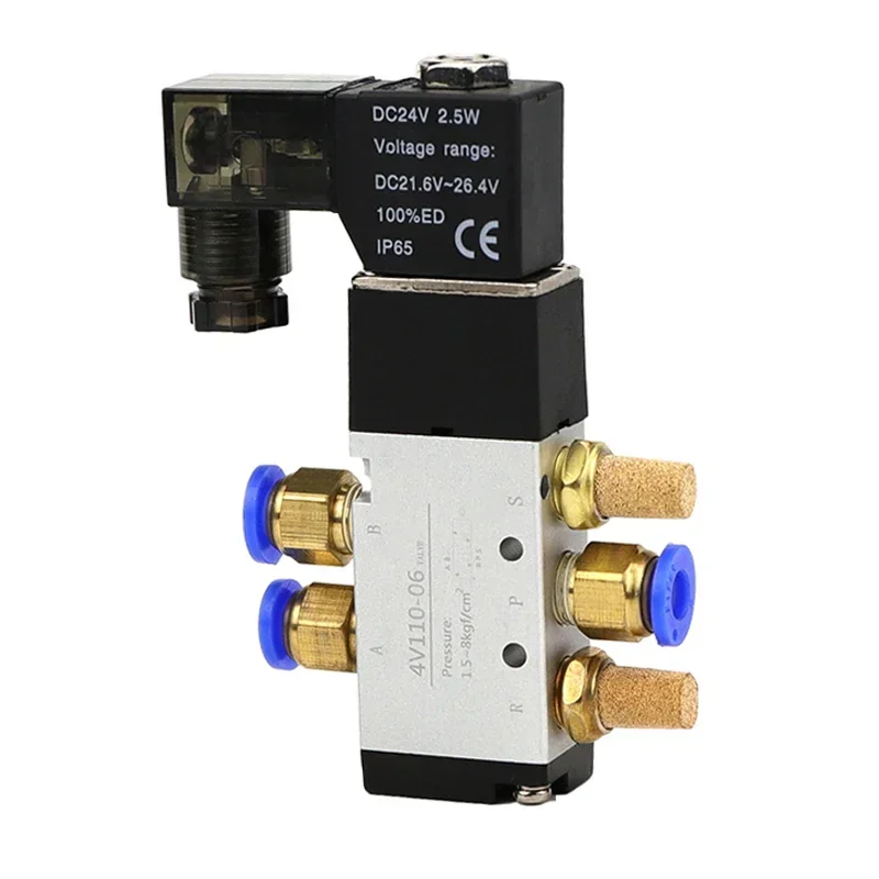 4V110-06 1/8 Bsp Air Solenoid Valve 5 Way Port 2 Position Gas Pneumatic Electric Magnetic Valves DC12V 24V 110 V220V Coil Volt