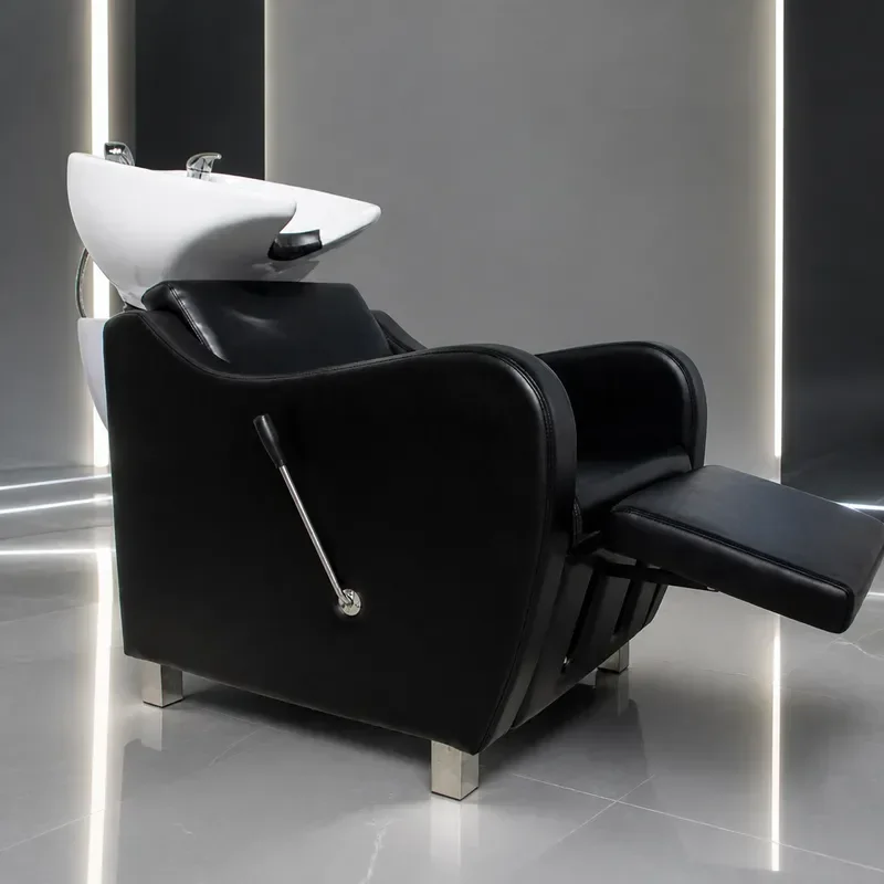 Bohore Shampoo Bed Semi Reclining Barber Chair with Ceramic Deep Basin for Hair Washing and Physiotherapy Treatment