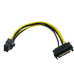 1pc 15Pin SATA to 6Pin Power Cable Connector 6 Pin PCI-E PCI Express Adapter Graphics Video Card Converter Extension Cord Cable