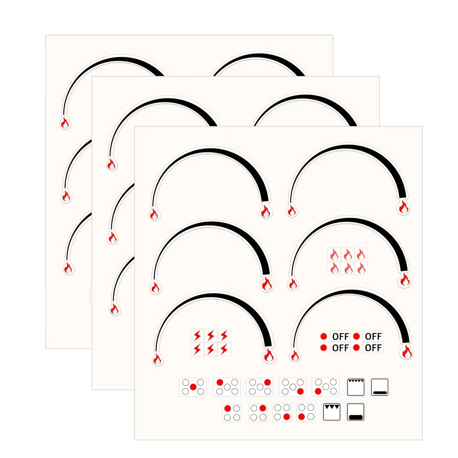 

3 Set of Red Flame Indicator Ring Stove Stickers Flame Indicator Ring Stove Transparent Vinyl Stickers Oven Replacement Adhesive