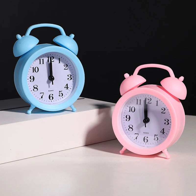 Double Bell Clock Accurate Timekeeping Battery Operated Mini Round Bedside Desk Alarm Clock Cute Kids Gift