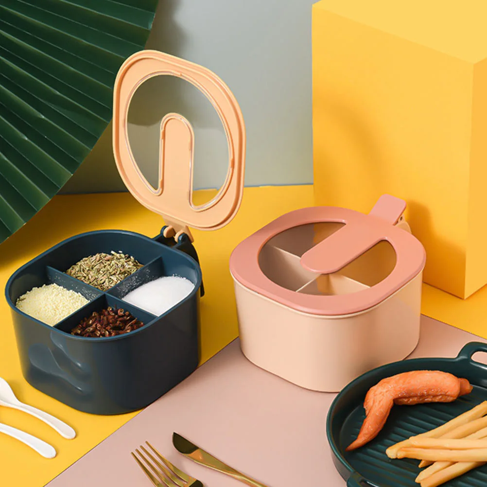 

1pc Seasoning Storage Box 6 Compartment Kitchen Condiment Holder Spice Organizer Salt Sugar Container For Home Cooking Bbq