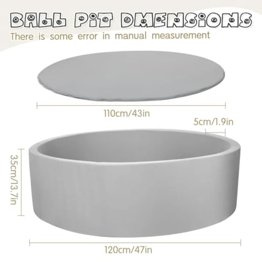 47인치 소프트 볼 피트용 폼 볼 피트, 다채로운 공 포함, 실내 놀이 장비, 이상적인 장난감 선물