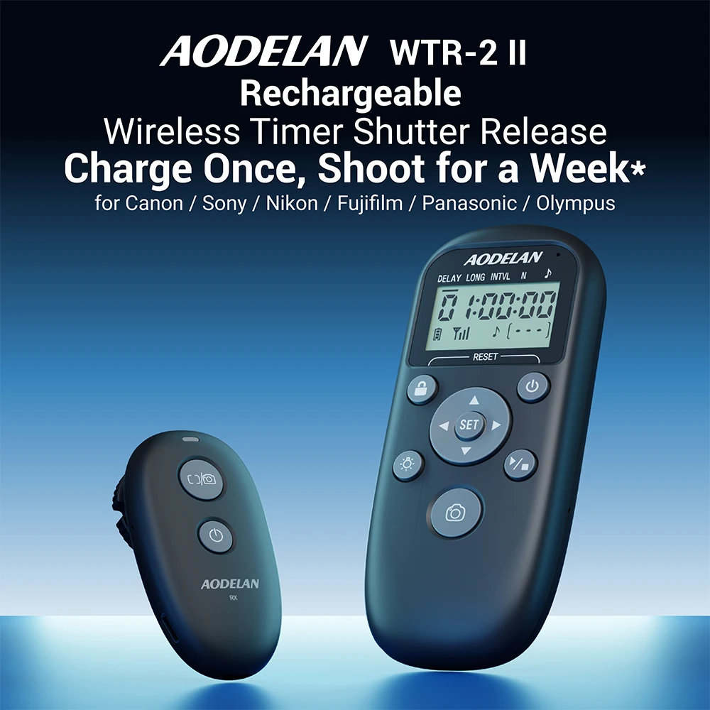 

Upgraded USB-C Chargeable Wireless Remote Control Shutter Release Timer intervalometer for Nikon Sony Panasonic Selected Cameras