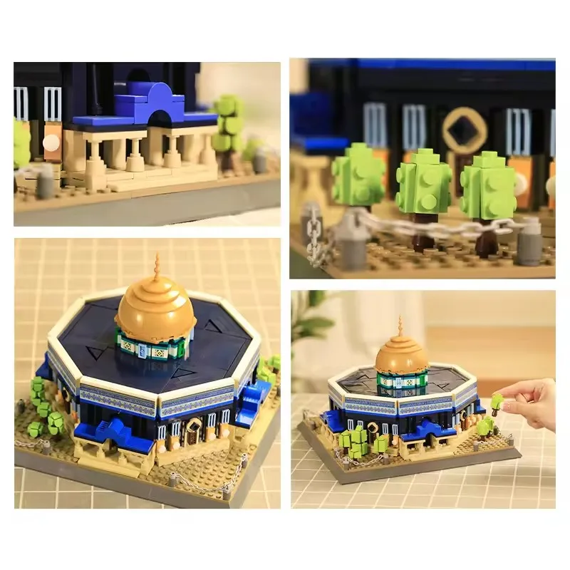 983PCS Dome Rock Mosque Building Blocks World City Building Model World Famous Architecture  Assemble Toys For Boys Adult Gifts