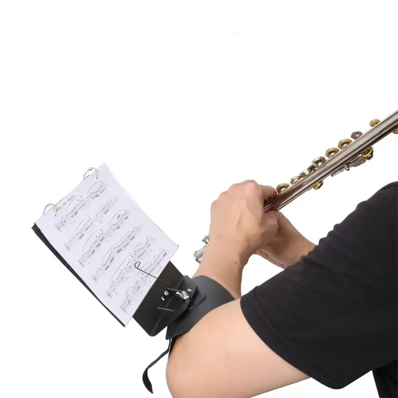 A74K-Portable Flute Lyre Music Stand Music Holder Marching Band Lyre For Flute & Piccolo With Flip Folder