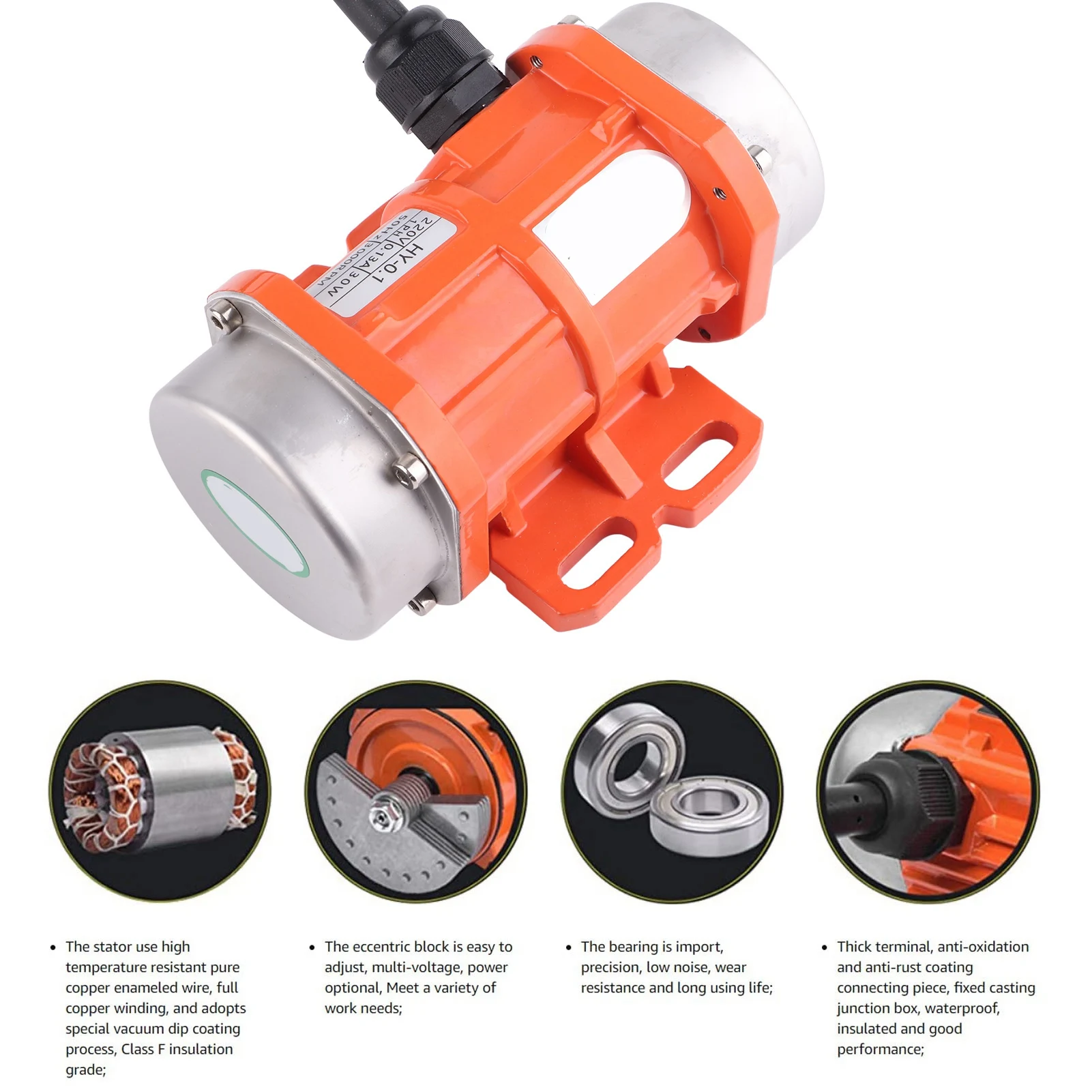 Vibrating Motor Vibration Motor Single Phase IP66 Waterproof Asynchronous Aliminium Alloy Case 220V 3000RPM Vibration Motor