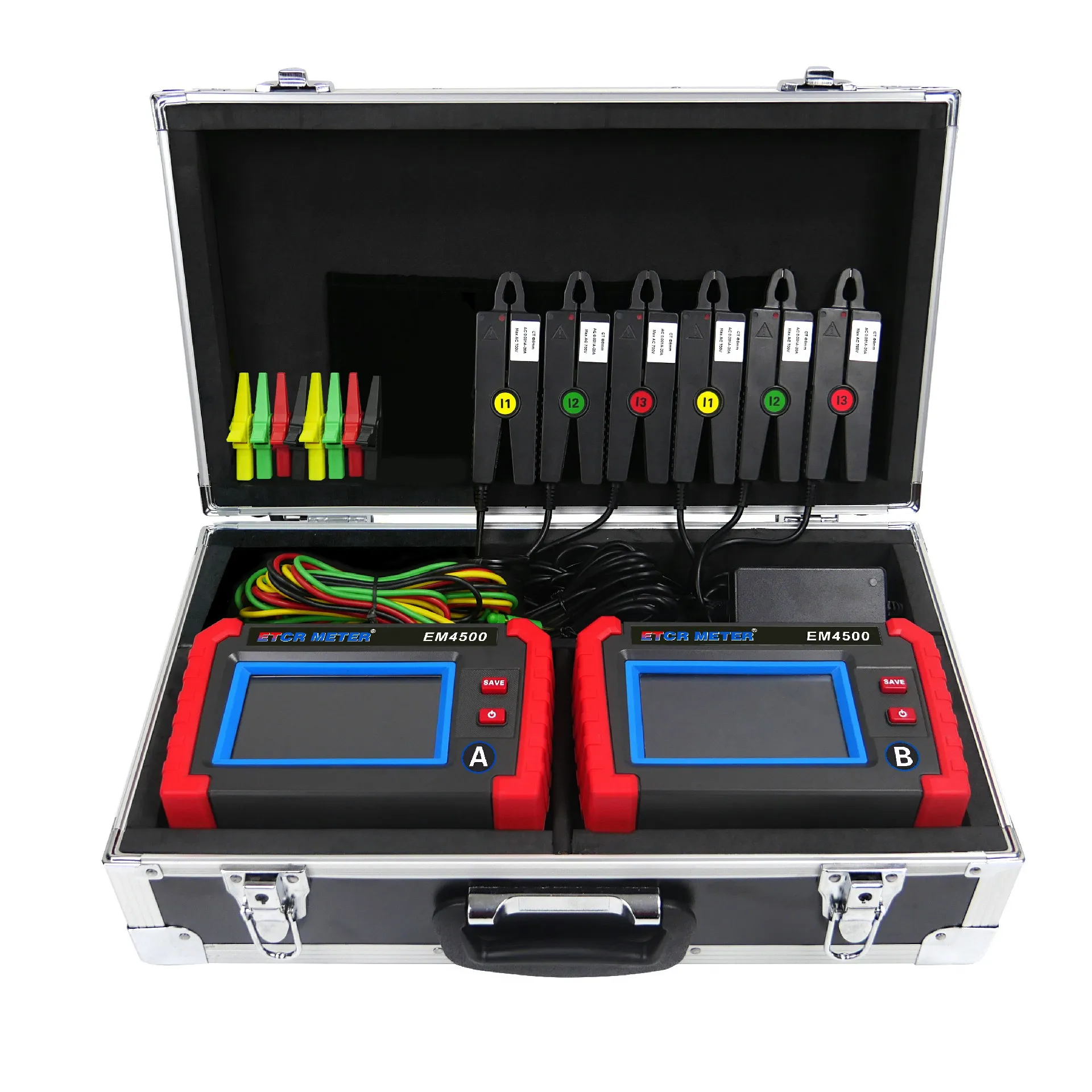 Wireless Synchronized 3-Phase Voltammeter Harmonic ETCR4500 PT Secondary Voltage-Drop/Load Tester IP60 Rated