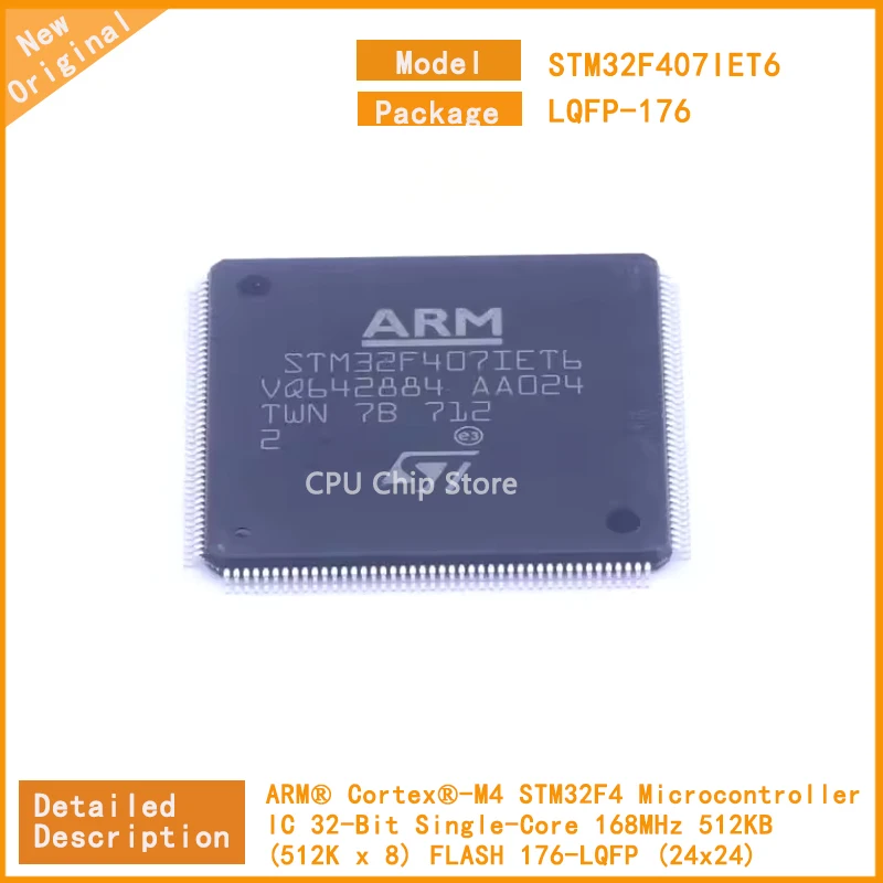 

1~5Pcs New Original STM32F407IET6 STM32F407 STM32F Microcontroller IC 32-Bit Single-Core 168MHz 512KB (512K x 8) FLASH 176-LQFP