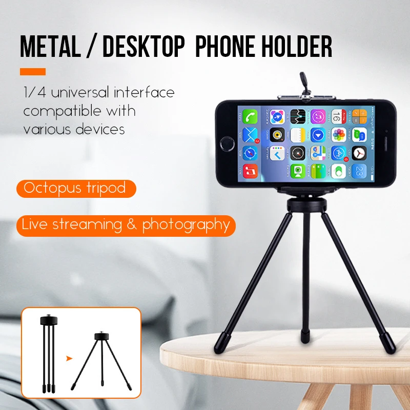Metall Stative Stativ Mit 1/4 ”Schraube Für Telefon Mobile Kamera Halter Clip Smartphone Einbeinstativ Kutteln Stehen Mini Stativ für Telefon