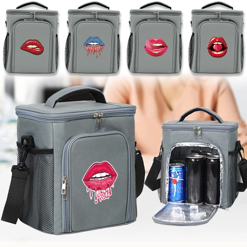 Ice Pack Portable Drink Carrier Cooler Bag Mouth Printing Series Large Capacity Food Keep Fresh Ice Bag Outdoor Activities