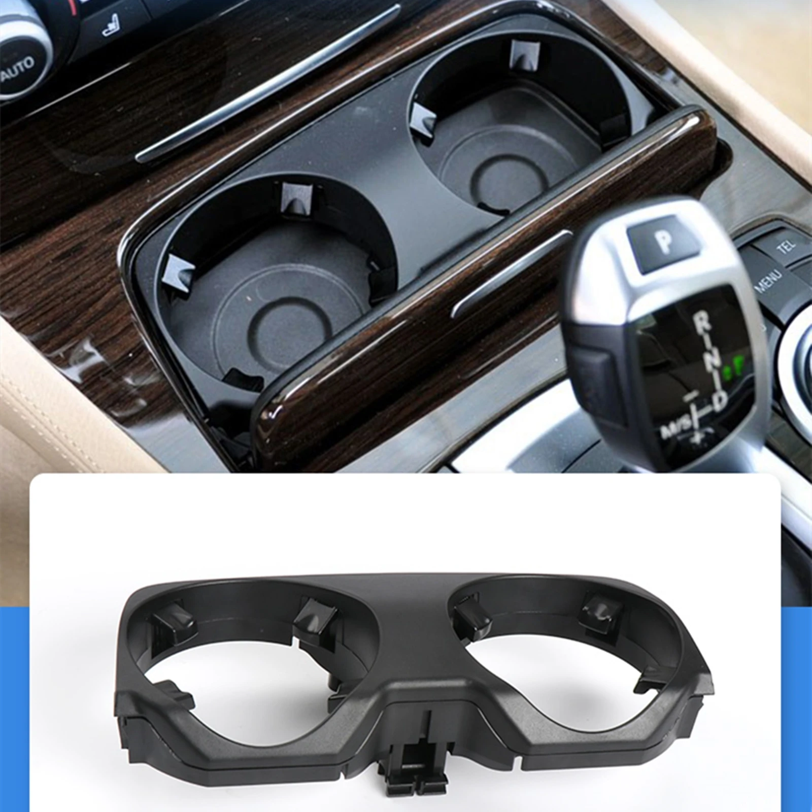 

For BMW 7 Series F01 F02 F04 730 740 750 760 2008-2015 Black Dashboard Water Drink Cup Holder Panel Cover Support 51169179820