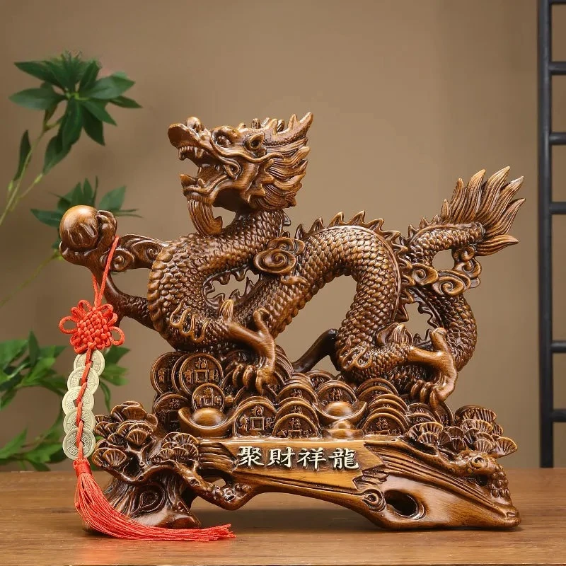 Xianglong Treasure Gathering Ornament Decoration of Chinese Loong Mascot in Fortune Seeking Feng Shui Office Desktop Decorations