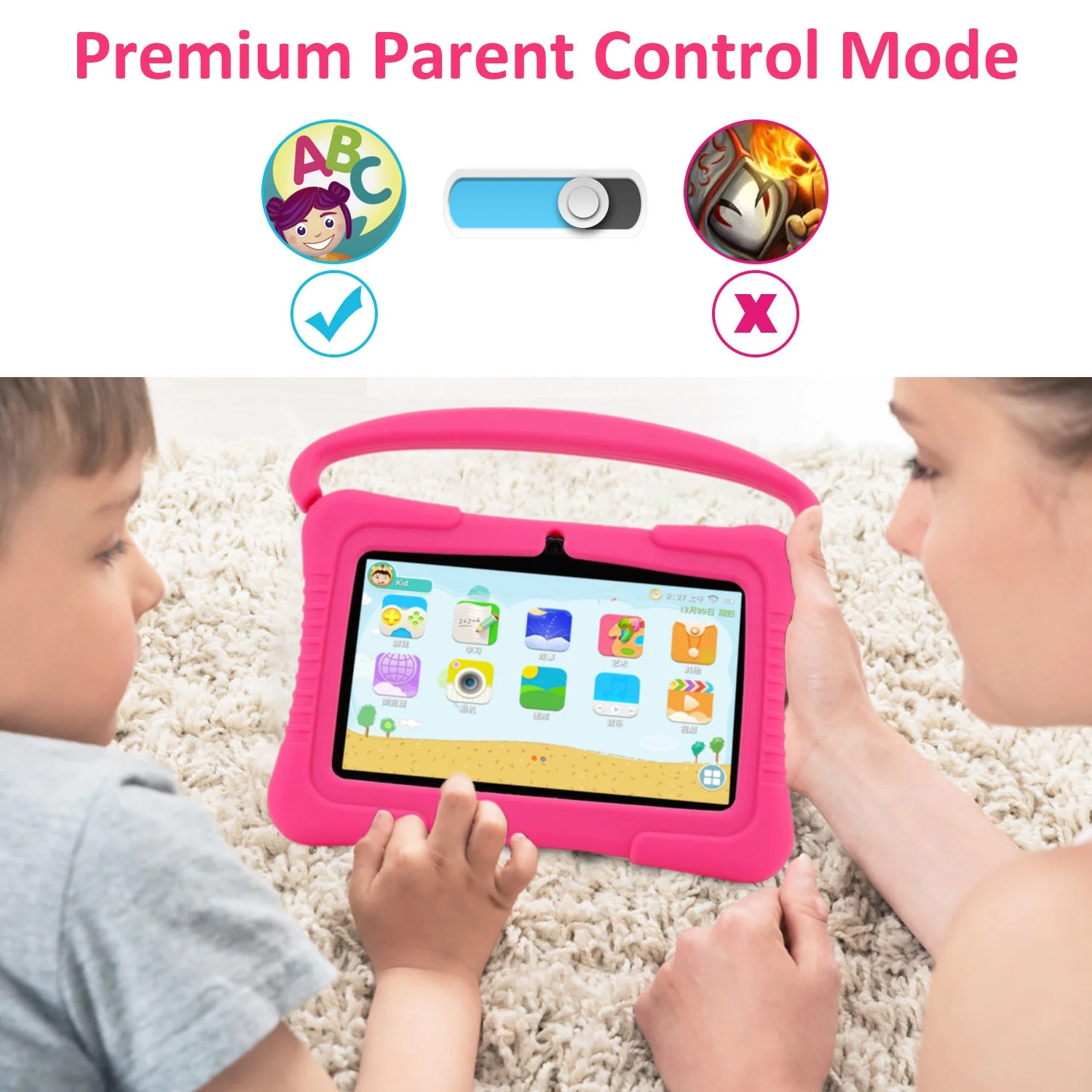 Kids Tablet 7-Inch Android Tablet Pc Educational Pad with Parental Lock Eye Protect HD Screen Tablets for Study Learning Gadgets