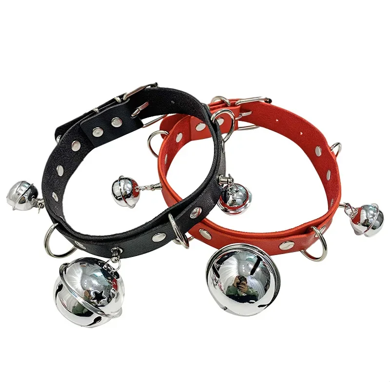 

2025Mode fille barre de nuit Bondage Sautoirs Harajuku gothique noir Goth Punk Sexy PU cuir collier Chocker Crash cloche collier