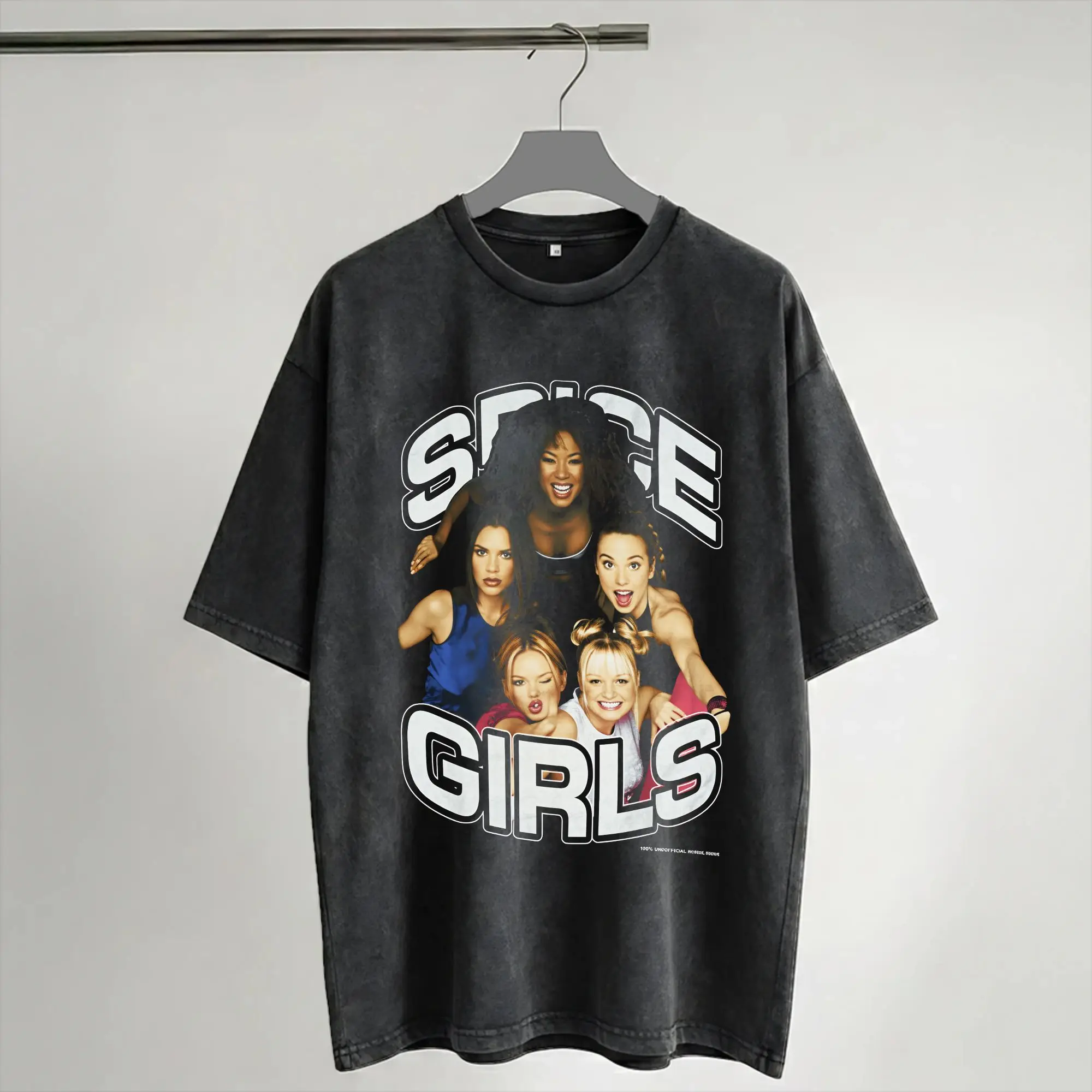 Harajuku Washed Shirt Spice Girls Tour Apparel Vintage T-Shirts High Street  Streetwear Short Sleeve Summer Tops Tees