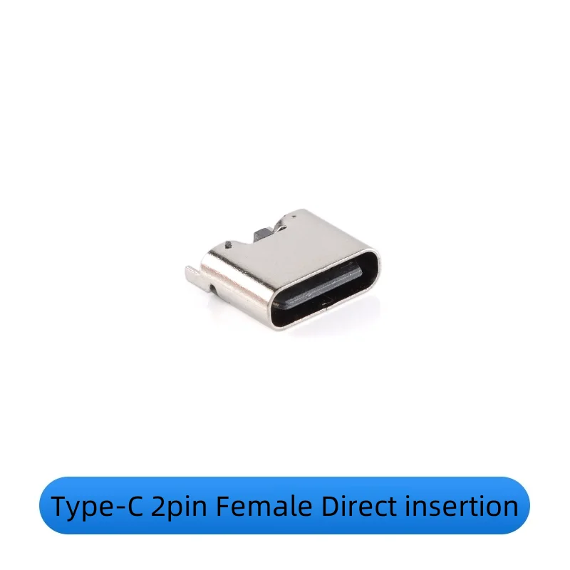 10-100pcs USB Type-C 2Pin female socket with two pin soldered straight curved socket simple for Android port USB connector
