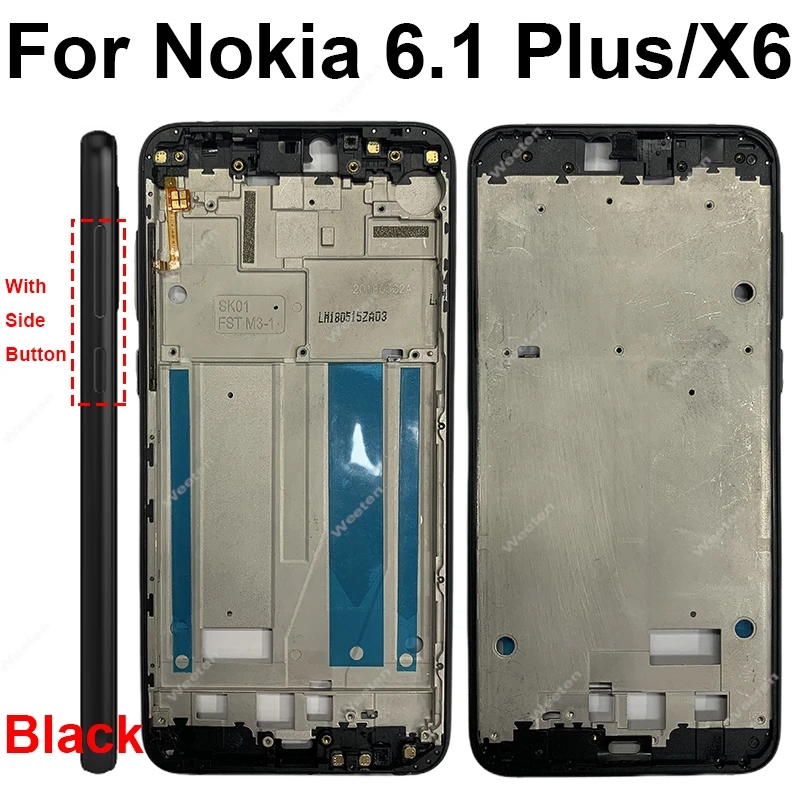 Middle Housing Frame For Nokia 6.1 Plus X6 TA-1099 TA-1116 TA-1103 TA-1083 Bezel Housing Plate Chassis With Side Keys