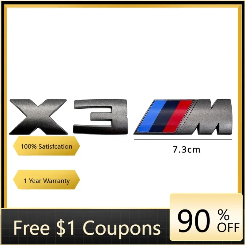 

Accessories 2025 Hot For BMW 1PCS Car Stickers Car Trunk Sticker Grey Car Badge For BMW X1M X2M X3M X4M F25 F26 G01 G02 X5M G05